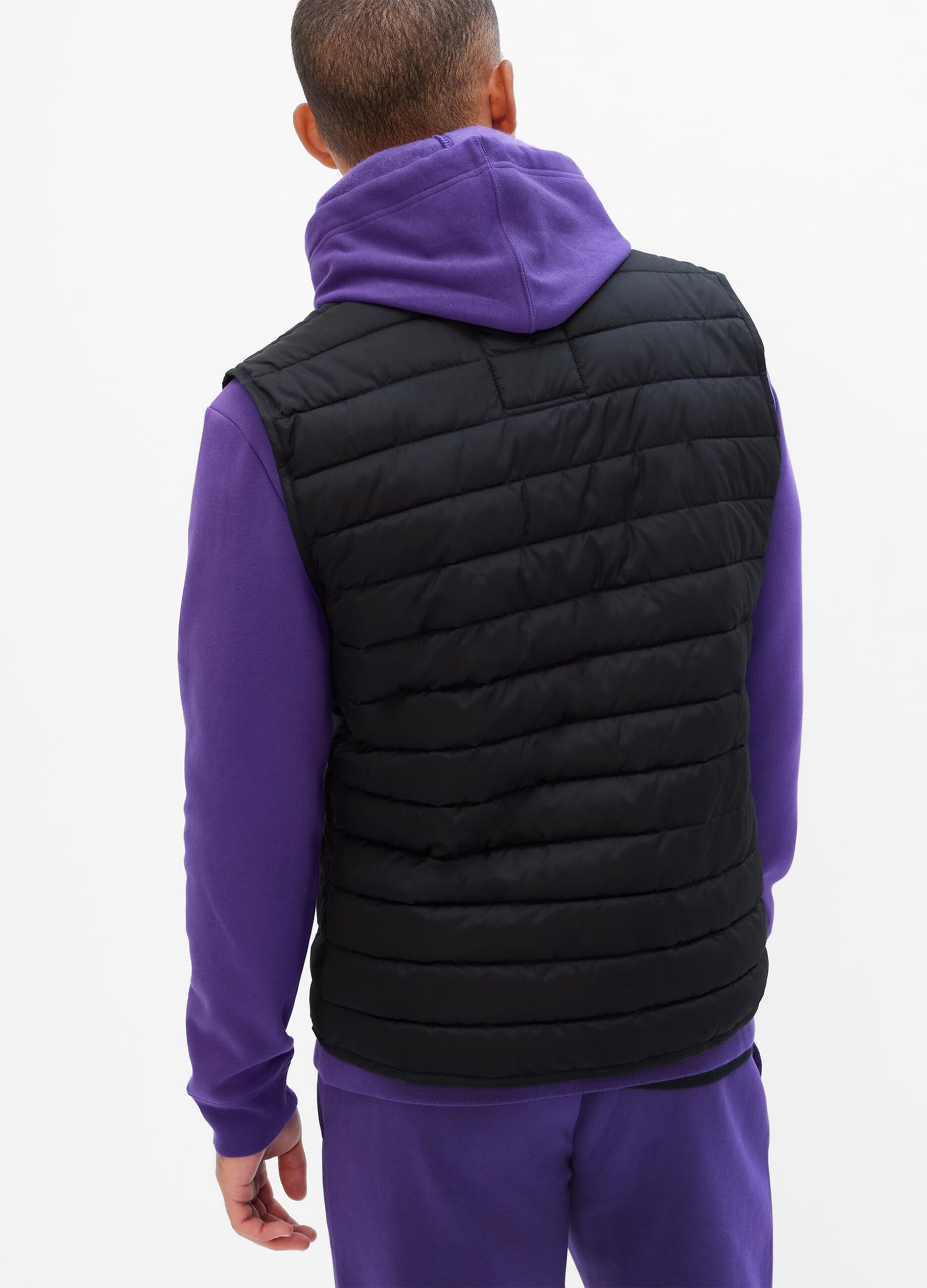 Gilet trapuntato full-zip a collo alto_1