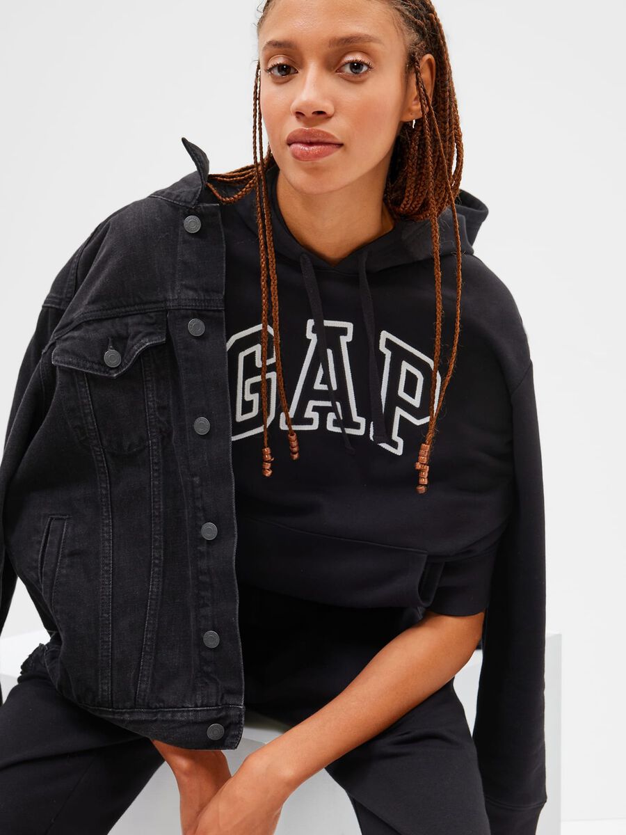 Sweatshirt with hood and logo embroidery Woman_0