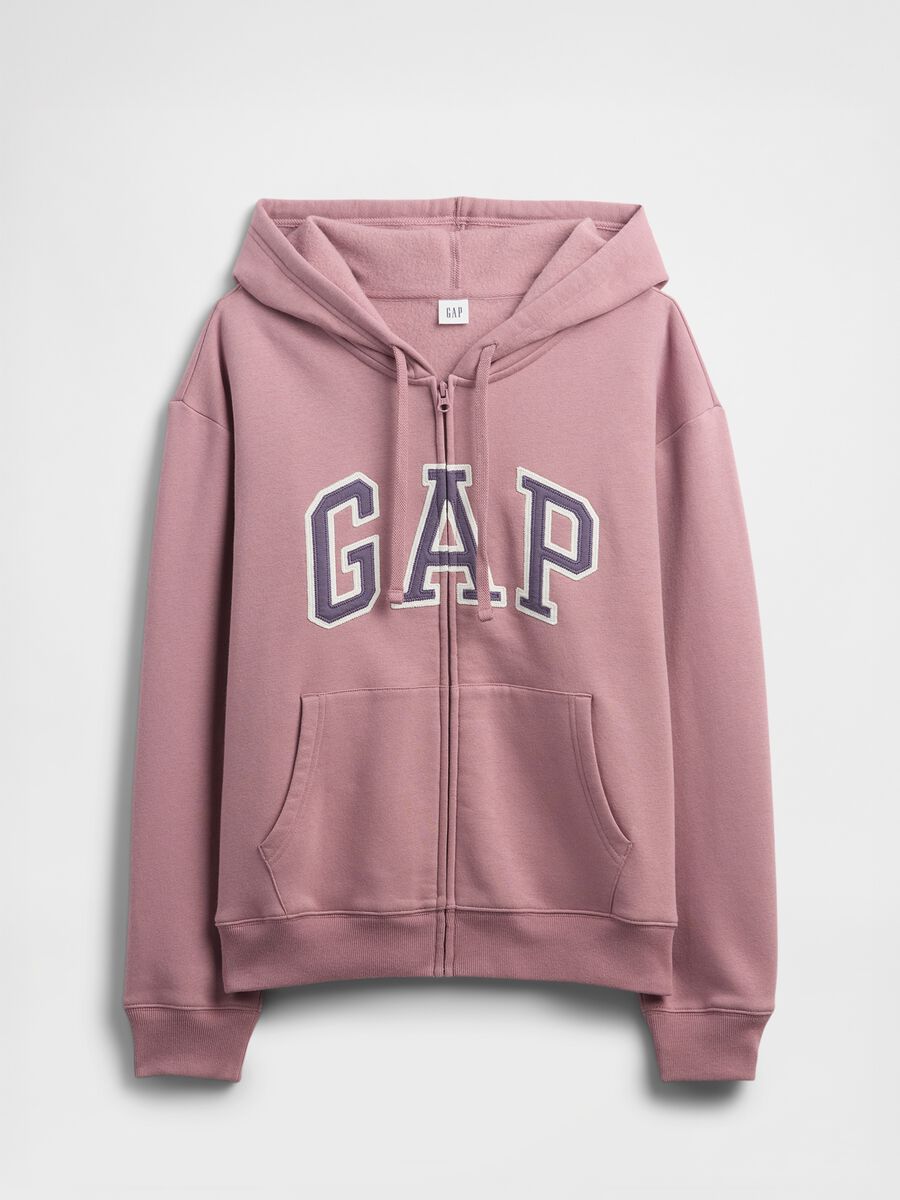 Felpa rosa con cappuccio e zip Donna_4
