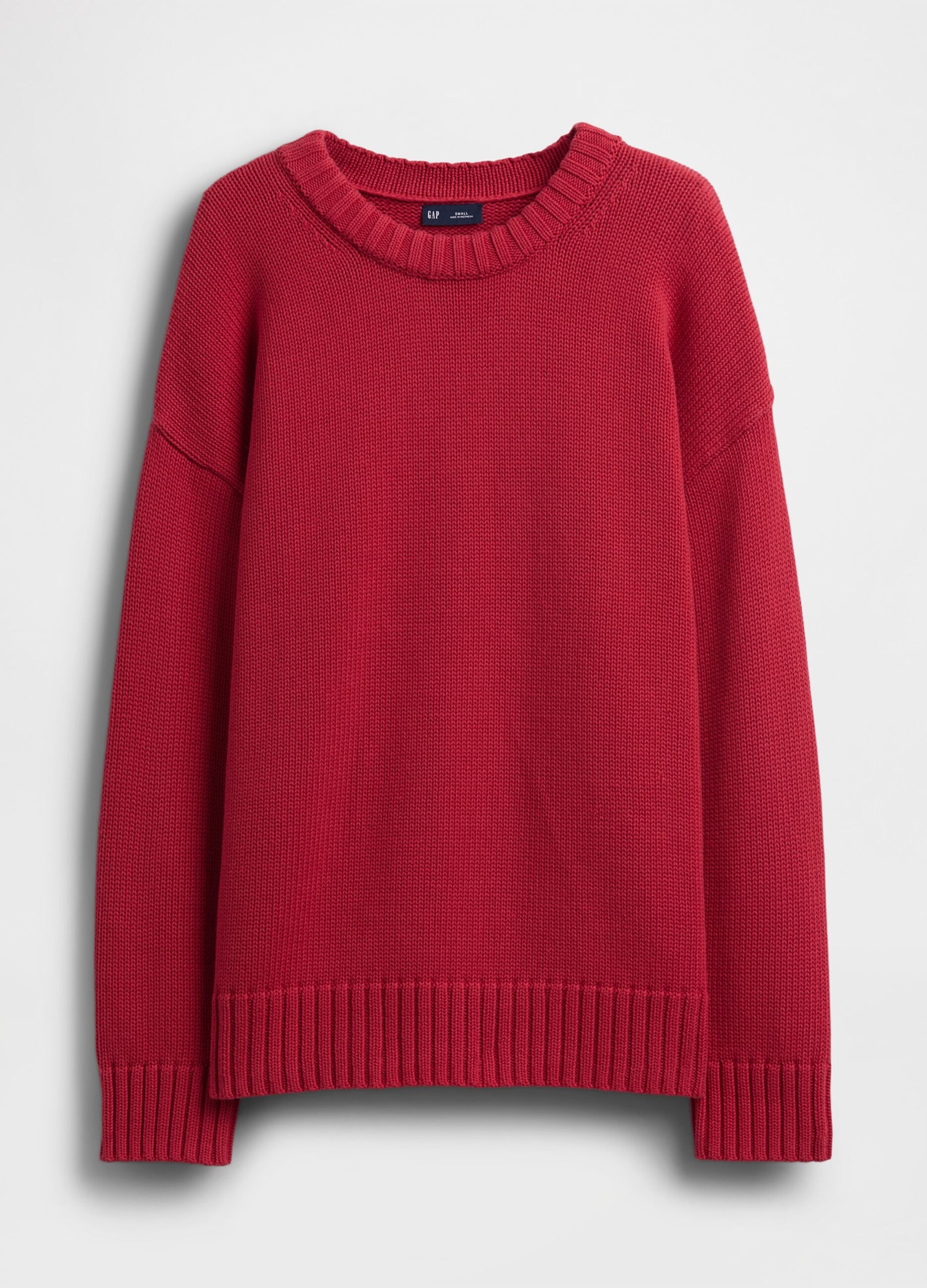 Maglione girocollo in puro cotone rosso regular fit