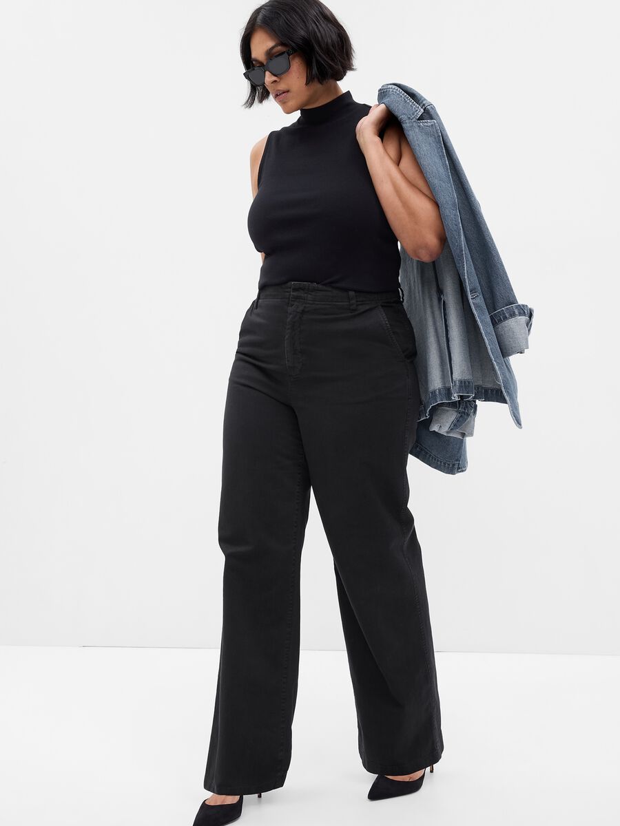 Pantaloni loose fit con vita media Donna_0
