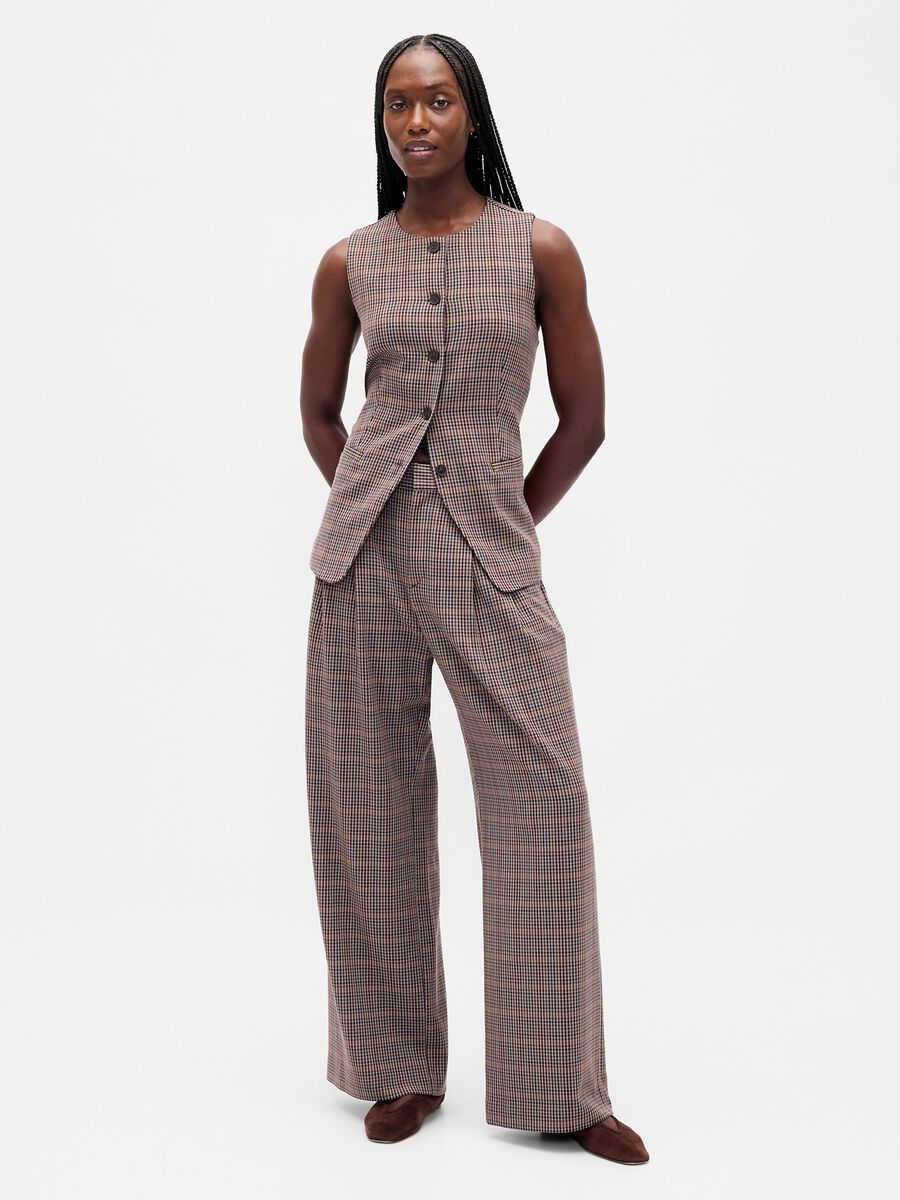 Brown stretch fabric trousers Woman_0