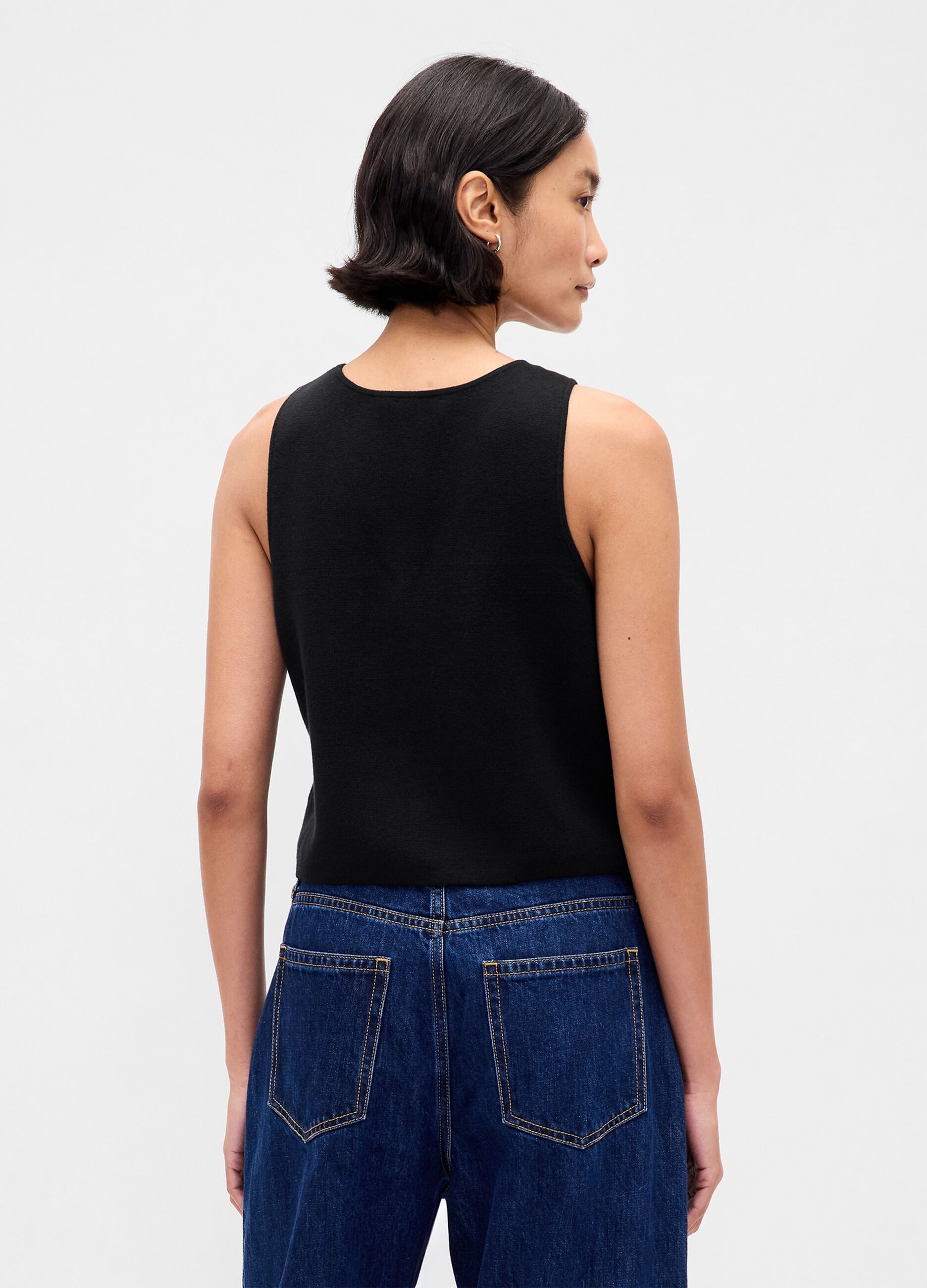 Gilet nero in misto cotone_2