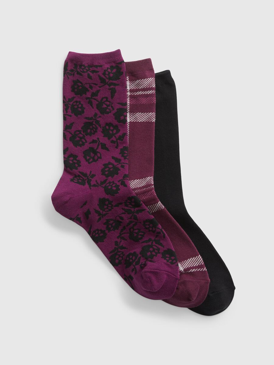 Three-pair pack socks with floral pattern Woman_0