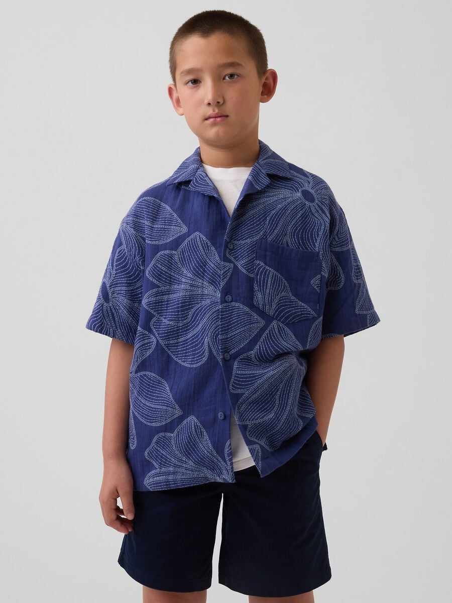 Camicia a maniche corte in puro cotone Bambino_0