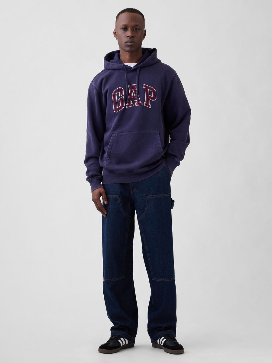 Felpa con cappuccio e logo in misto cotone Uomo_2