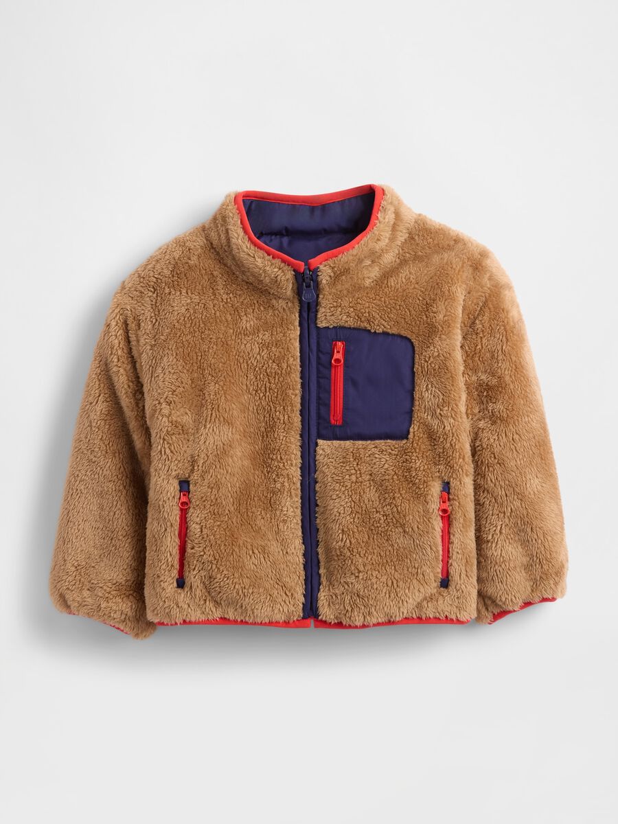 Reversible brown jacket for children Baby Boy_0