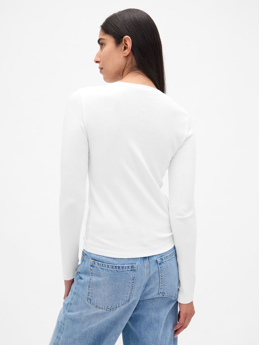 Maglietta bianca a maniche lunghe elasticizzata Donna_2