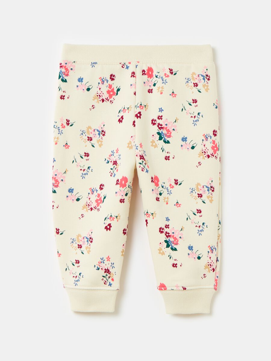 Joggers in floral fleece with logo embroidery Newborn Boy_1
