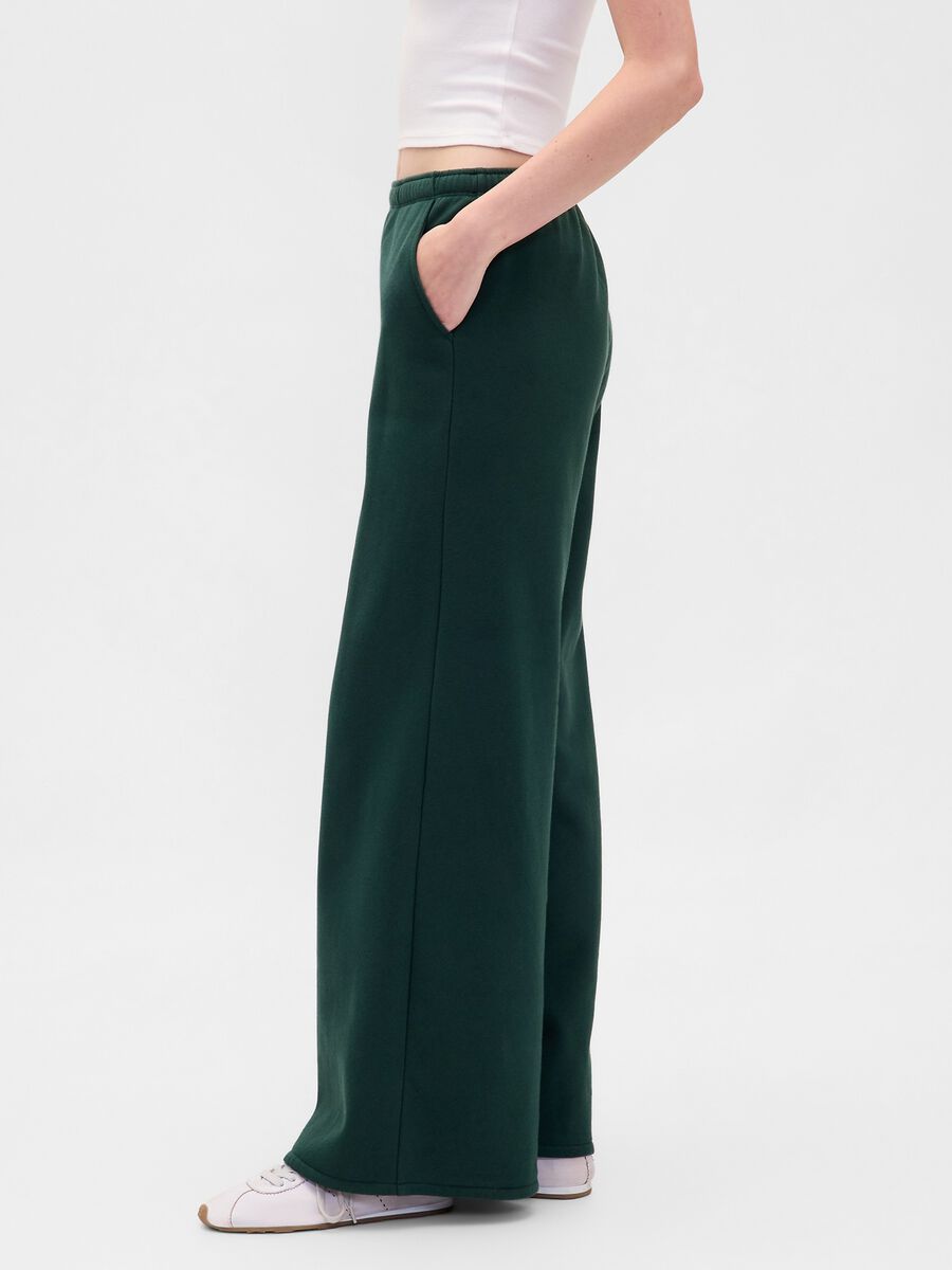 Green Palazzo Trousers in Cotton and Polyester Blend Woman_3