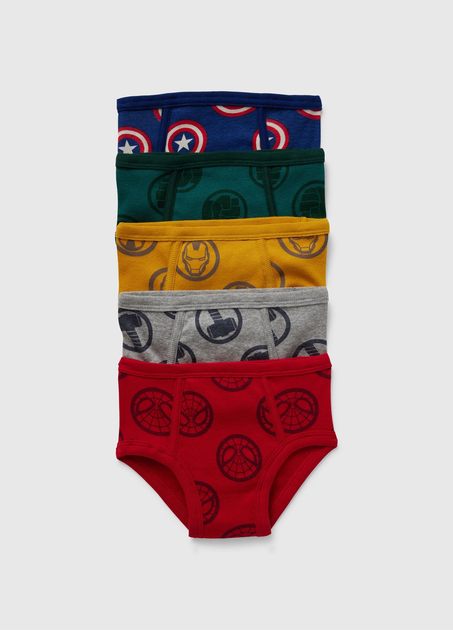 Set cinque slip in cotone stampa Avengers