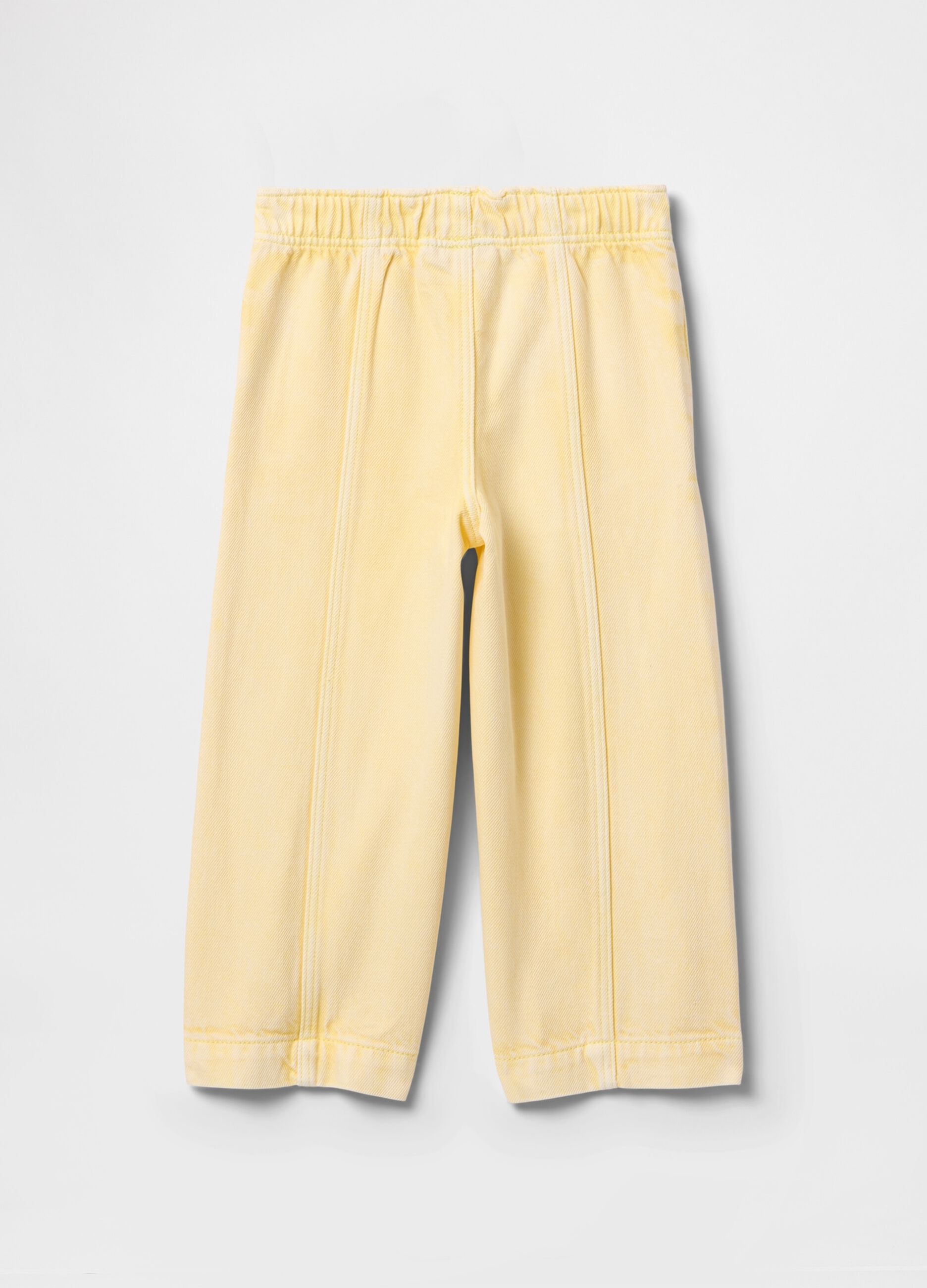 Pantaloni larghi gialli in cotone e Lyocell_1
