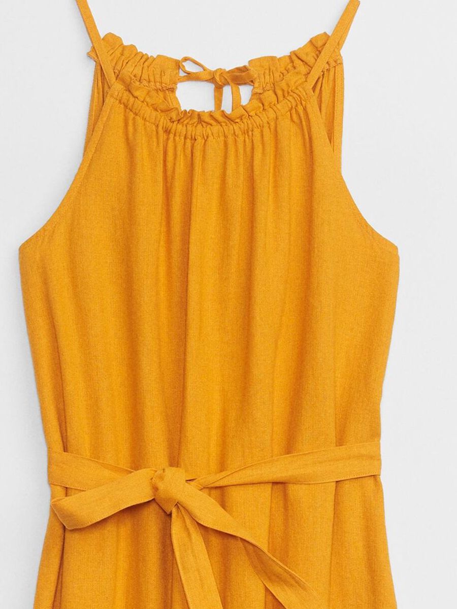 Abito midi in lino e viscosa scollo halter Donna_3