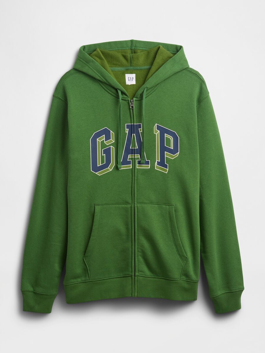 Felpa verde in cotone misto con cappuccio Uomo_3