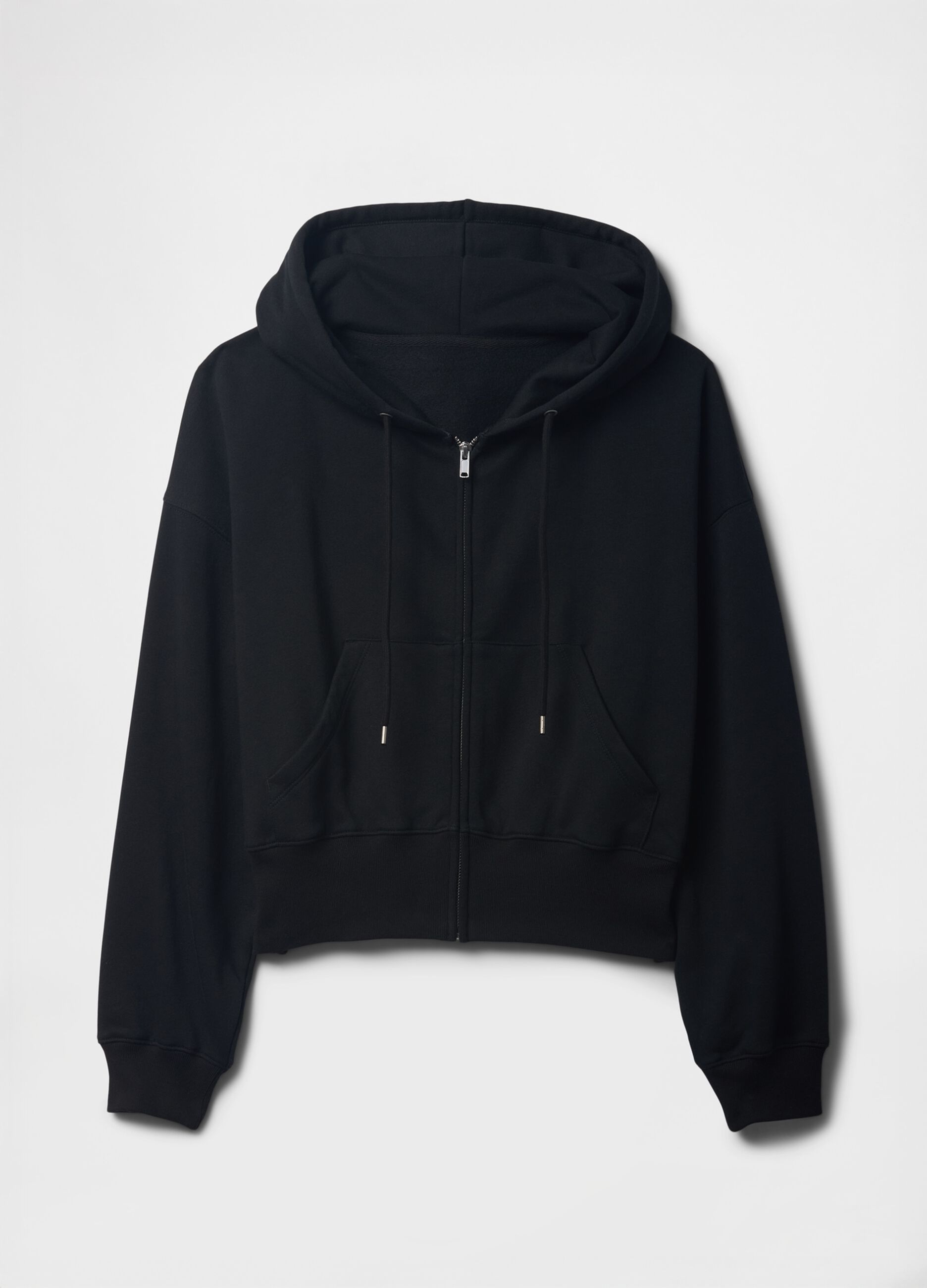 Felpa nera con cappuccio a zip intera_4