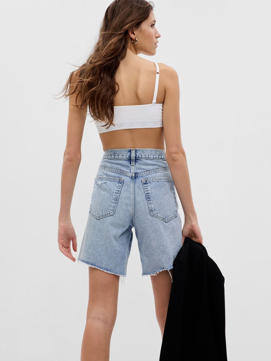 Loose-fit Bermuda shorts in denim shorts with abrasions Woman_2