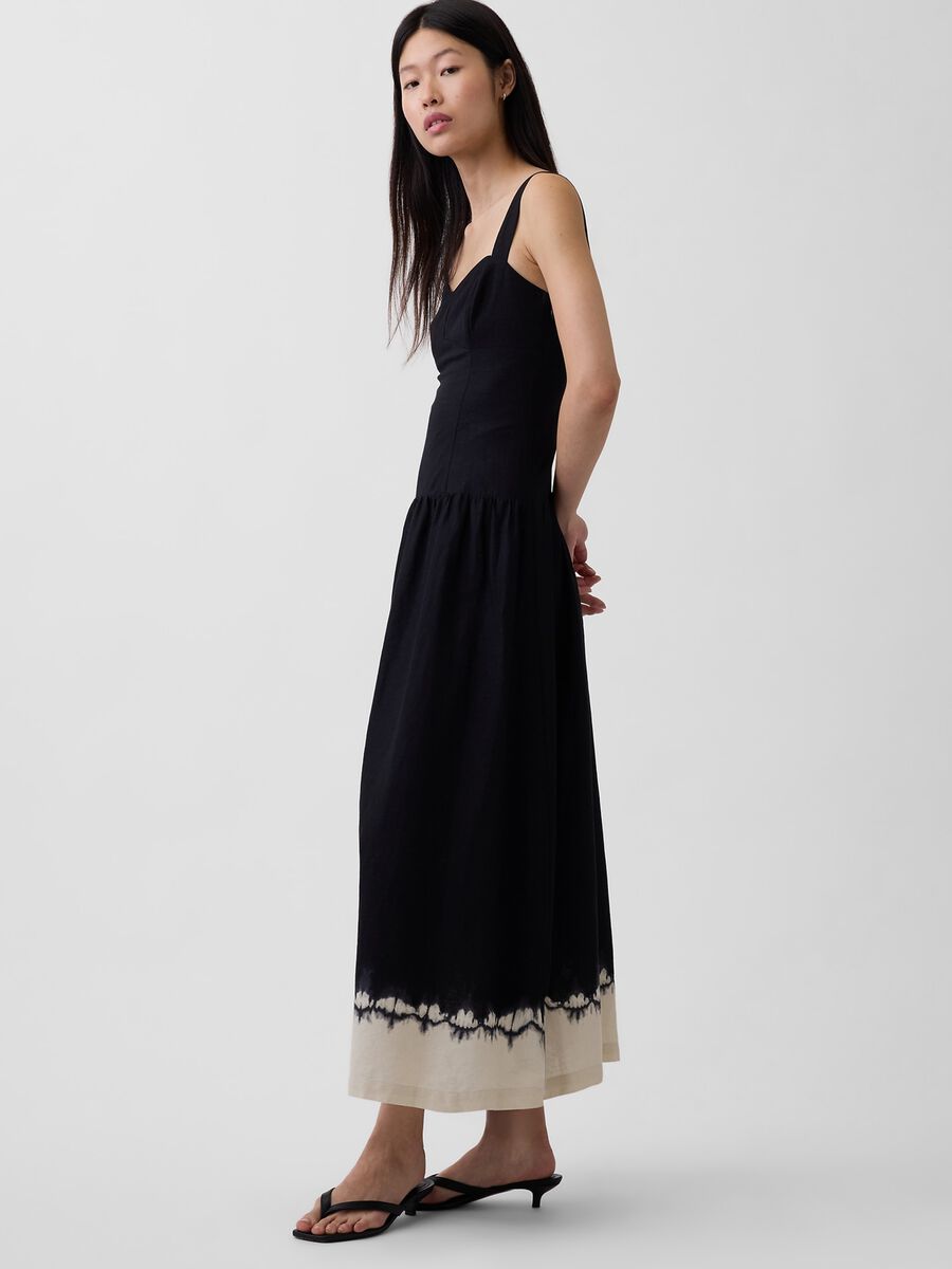 Abito midi in misto lino Donna_2