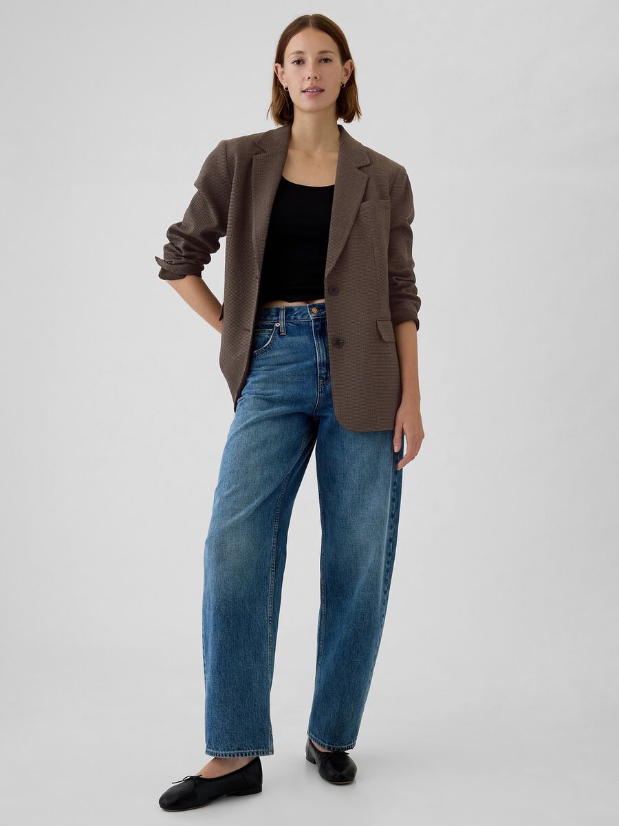 Blazer monopetto in pied de poule Donna_1