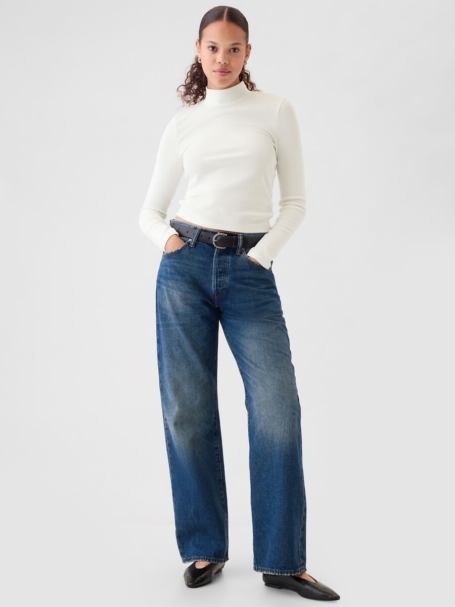 T-shirt a costine in cotone e modal stretch Donna_1