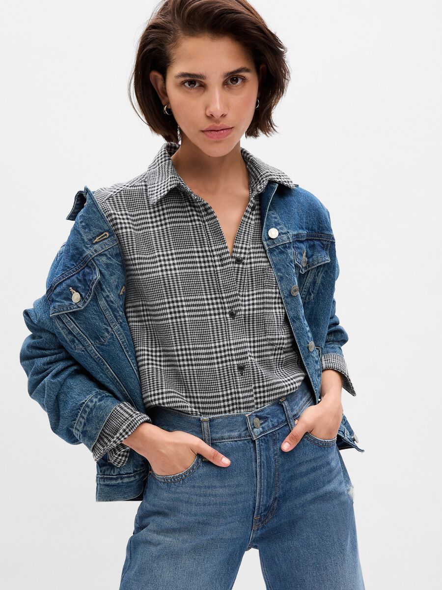 Camicia oversize in flanella fantasia Donna_0