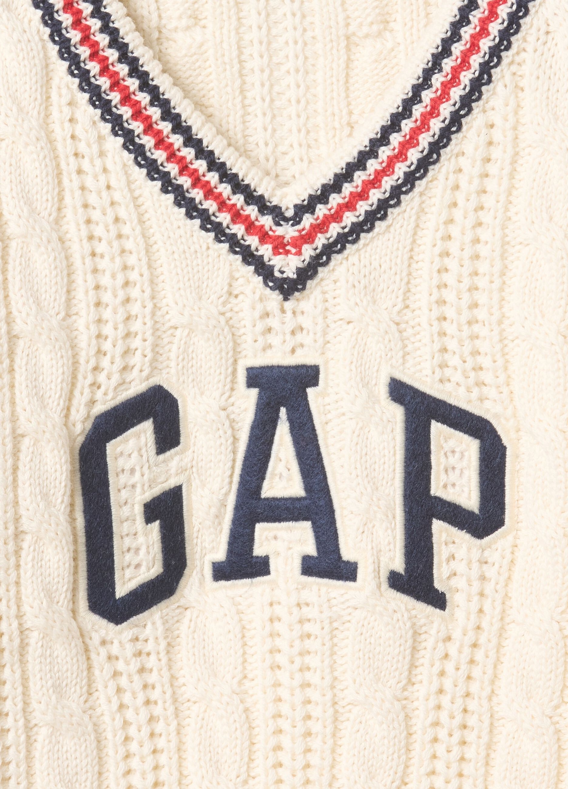 Maglione bianco GAP Kids in cotone con scollo a V_2