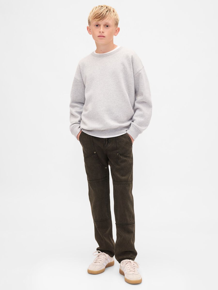 Pantaloni cargo marroni in cotone Bambino_0