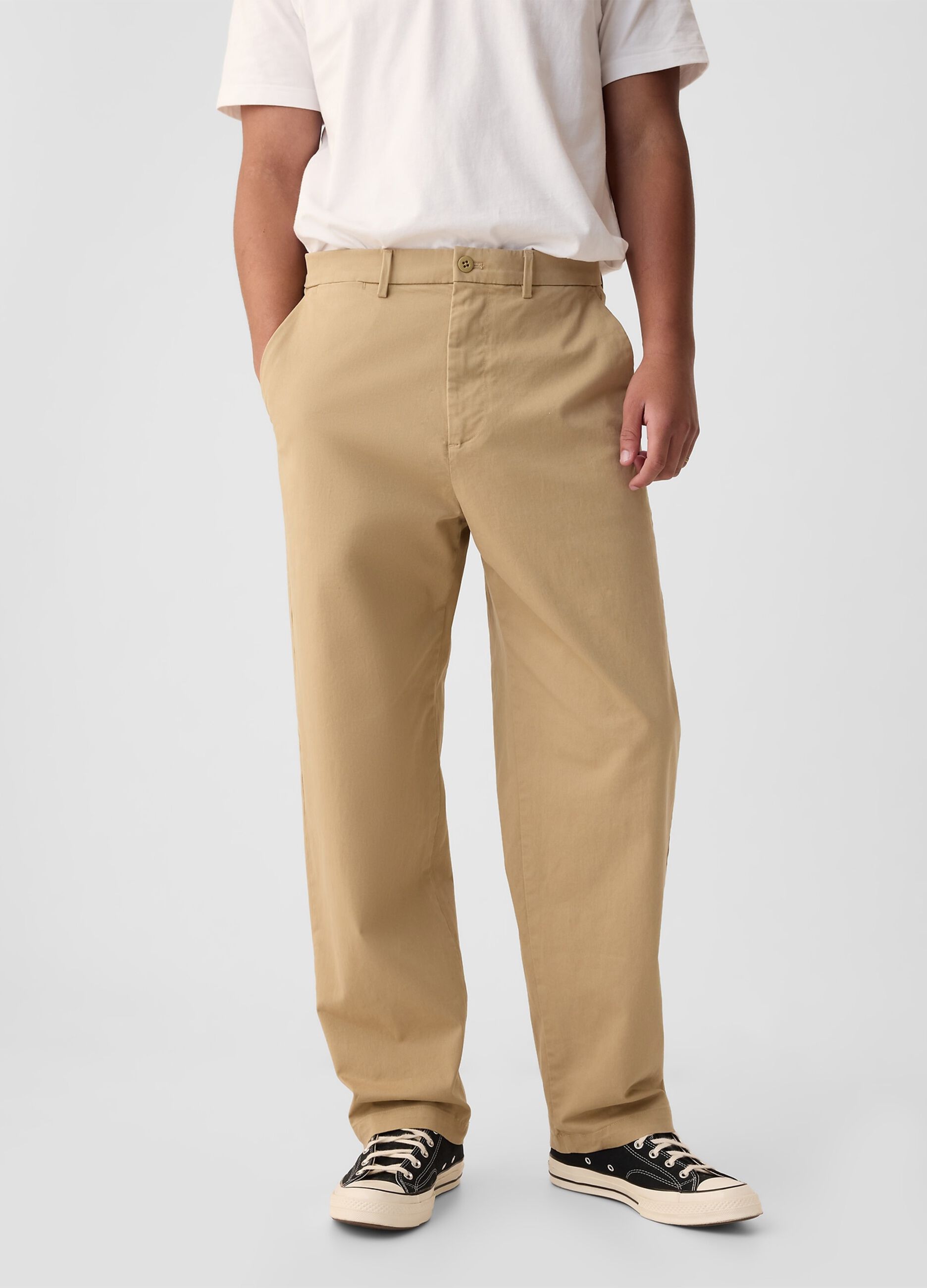 Pantalone baggy fit in cotone stretch_1