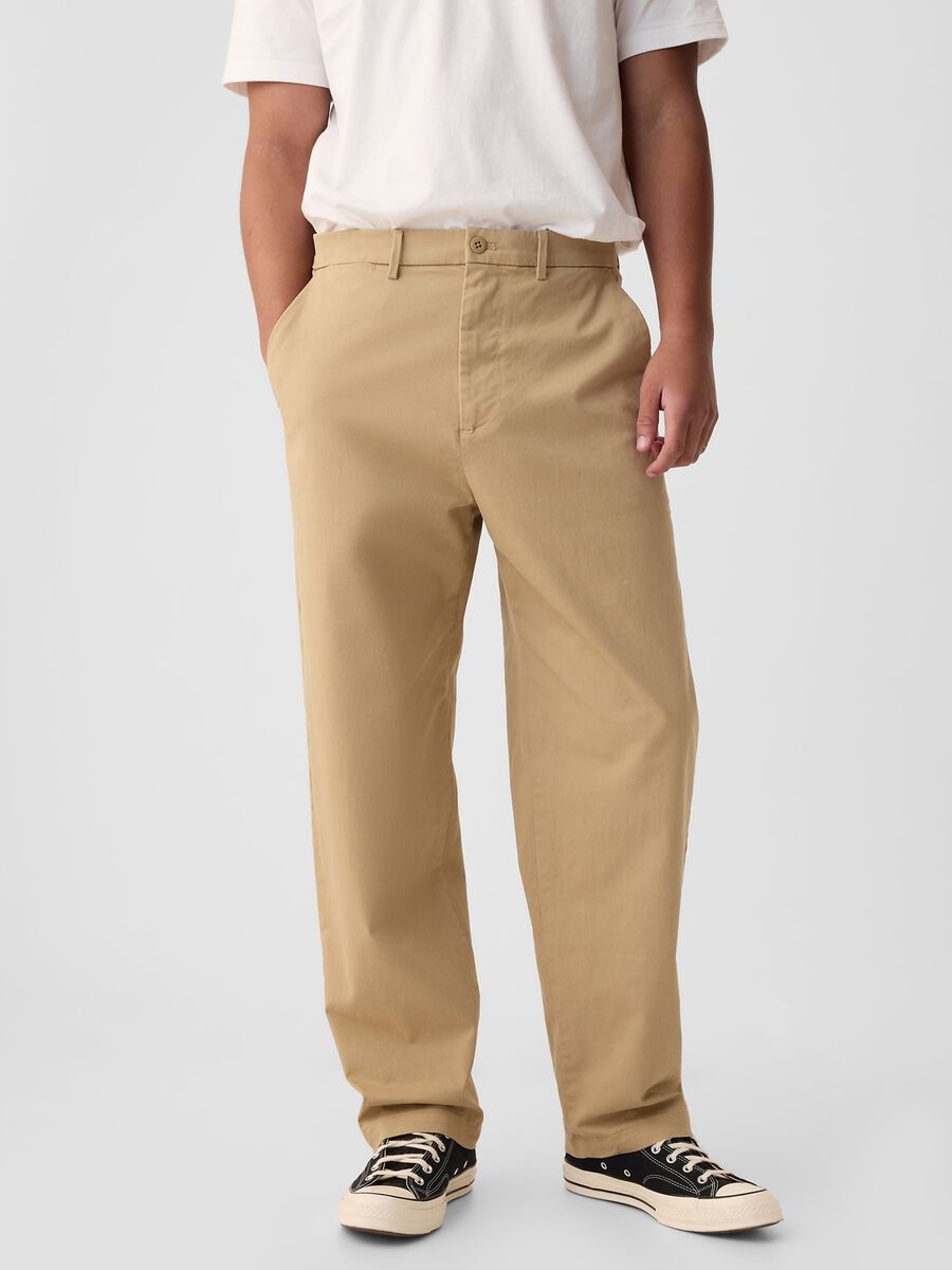 Baggy-fit trousers in stretch cotton Man_1