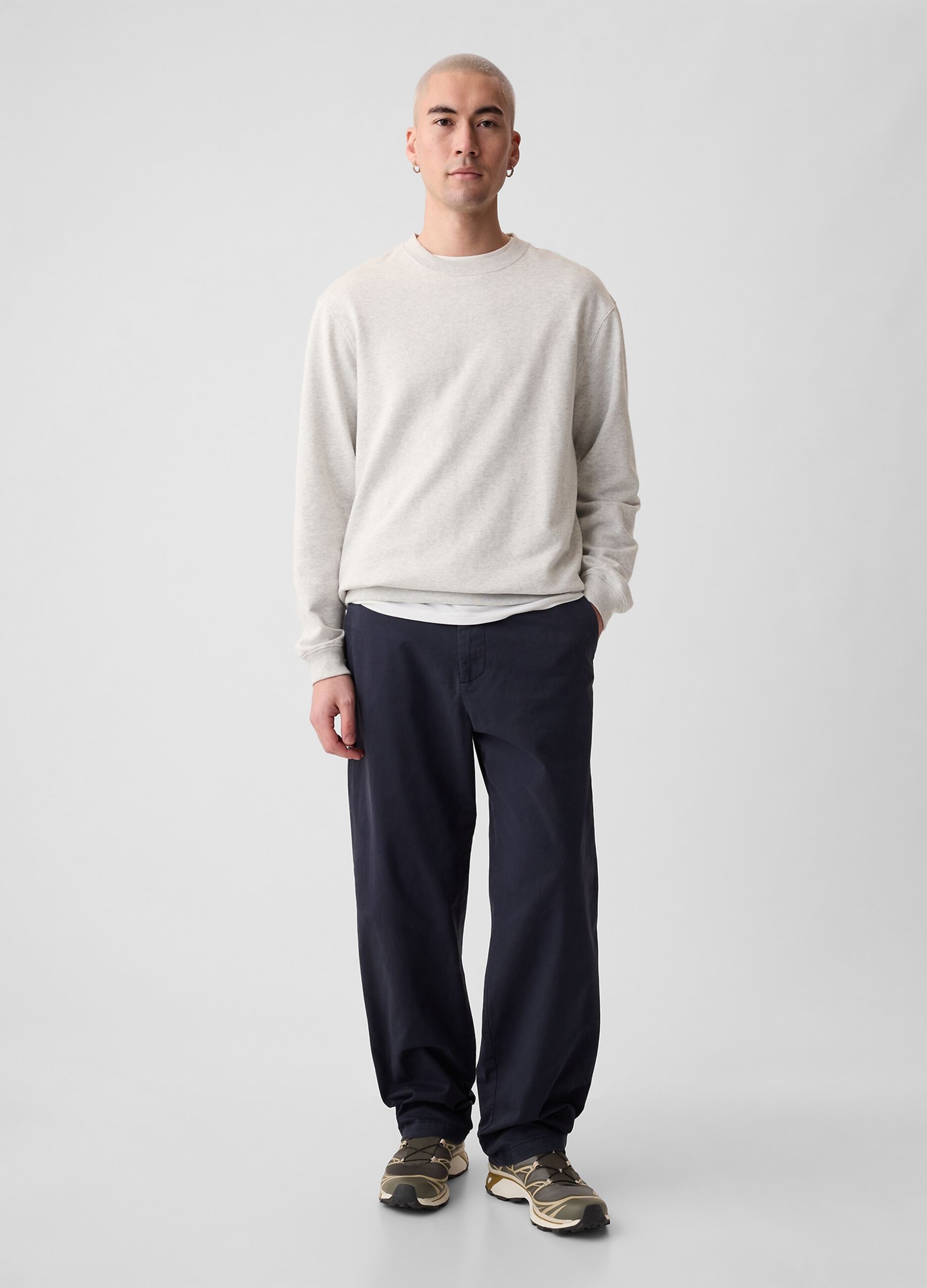 Pantalone baggy fit in cotone stretch