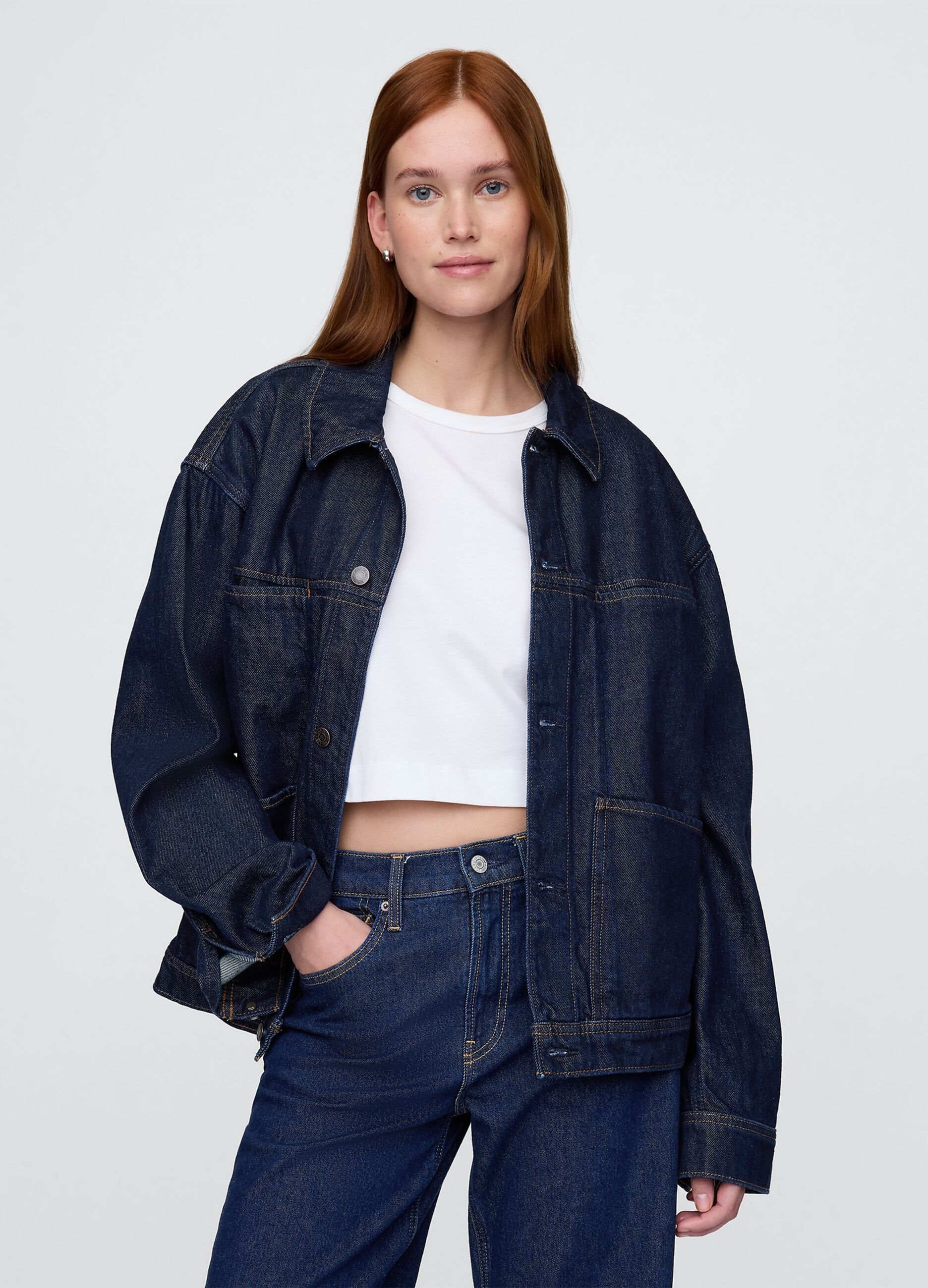 Giacca di jeans blu in cotone e Lyocell_4