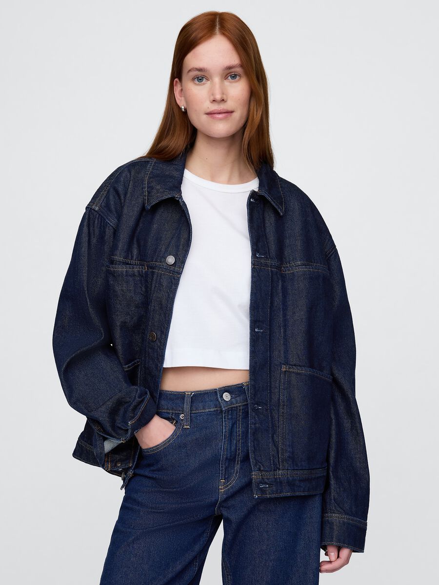 Giacca di jeans blu in cotone e Lyocell Uomo_4