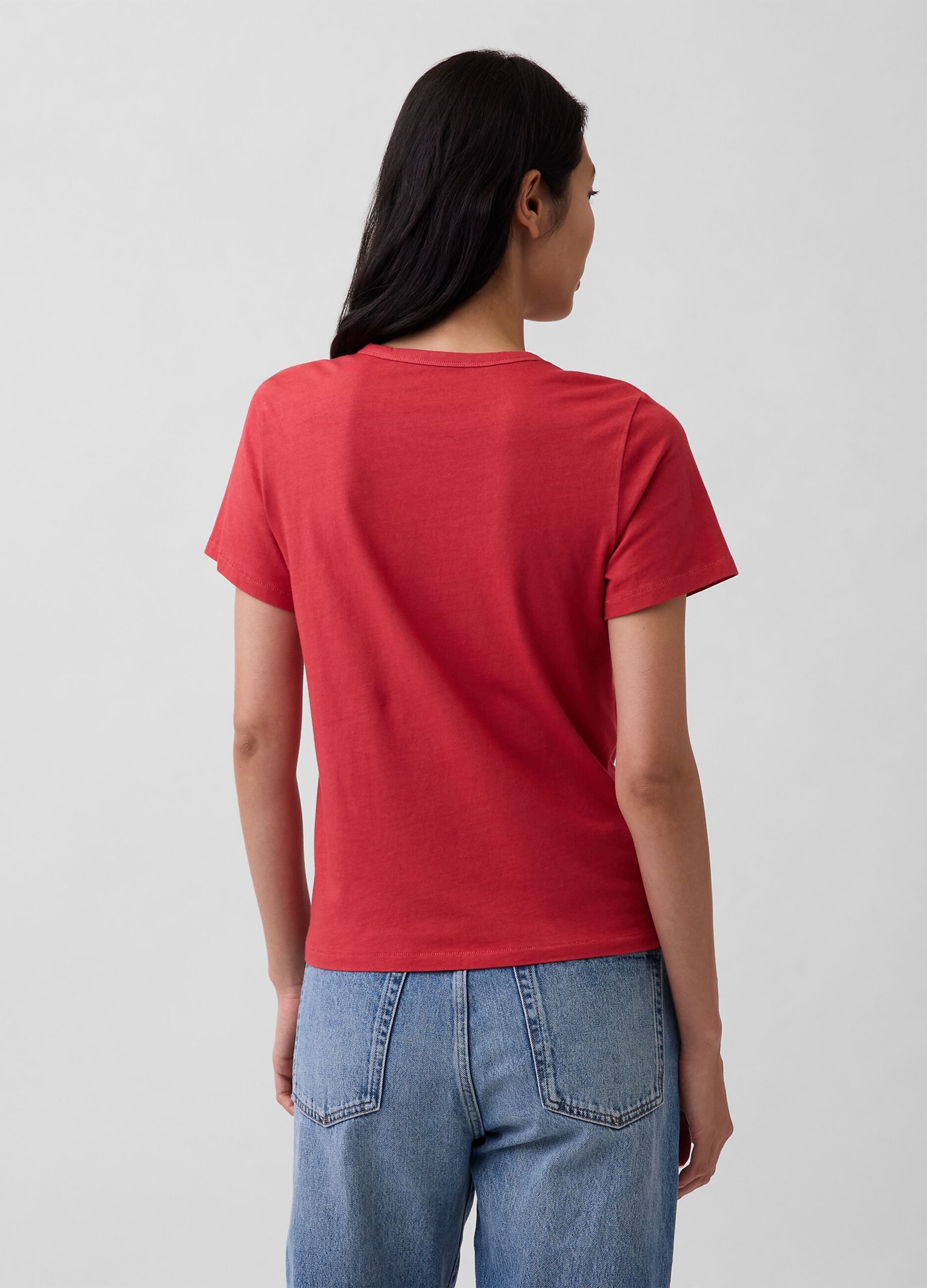 T-shirt girocollo in puro cotone rossa regular fit