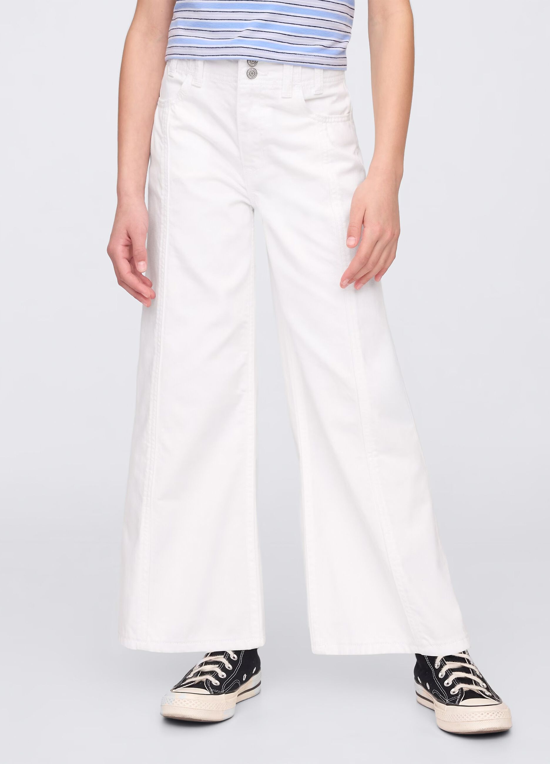 Pantaloni in denim bianchi a gamba larga_1