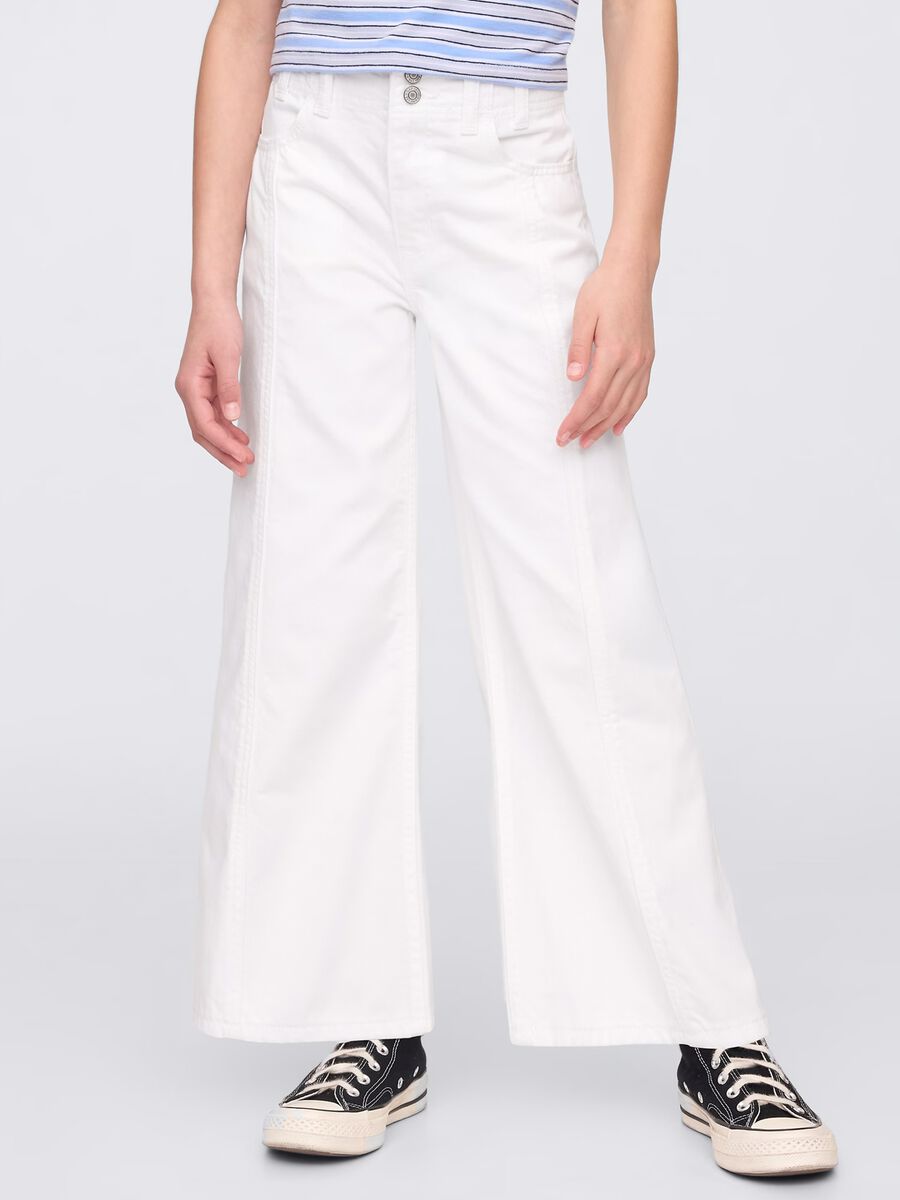 Pantaloni in denim bianchi a gamba larga Bimba_1