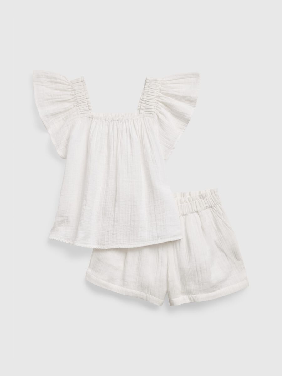 Top and shorts set in cotton gauze Girl_0