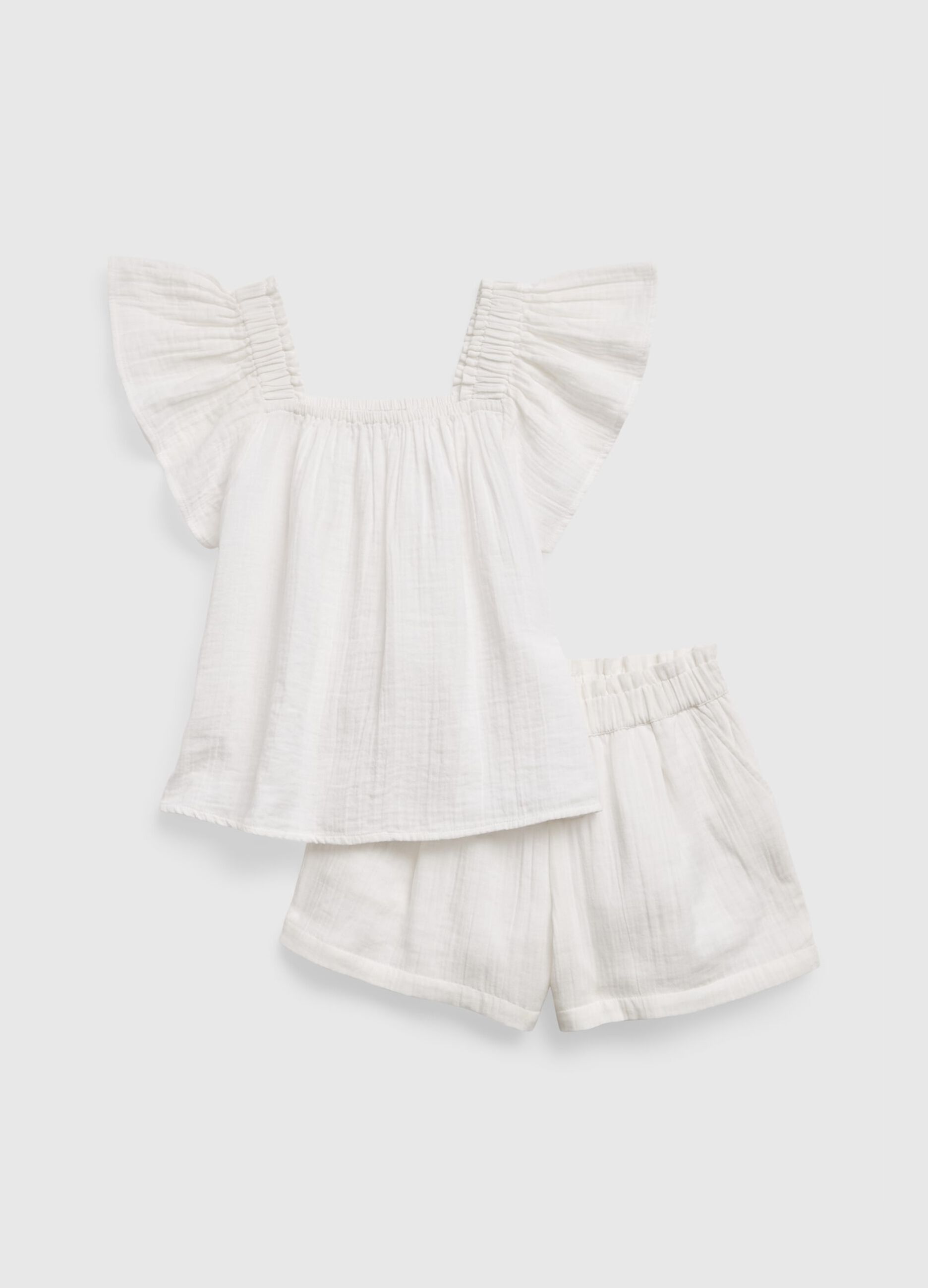 Top and shorts set in cotton gauze