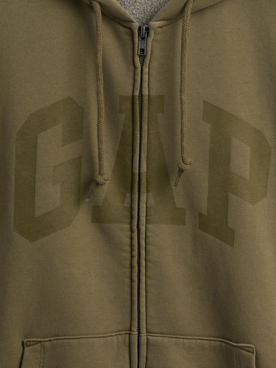 Green cotton blend zip-up hoodie Man_6