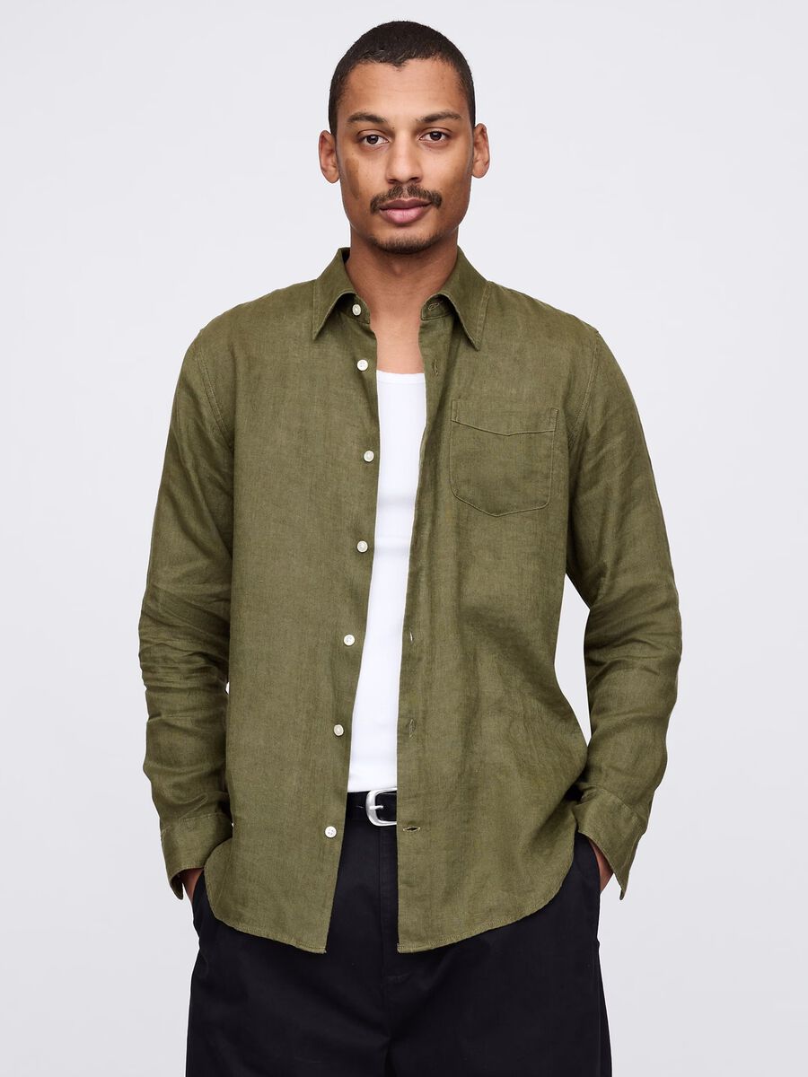 Camicia verde in puro lino Gap Uomo_0