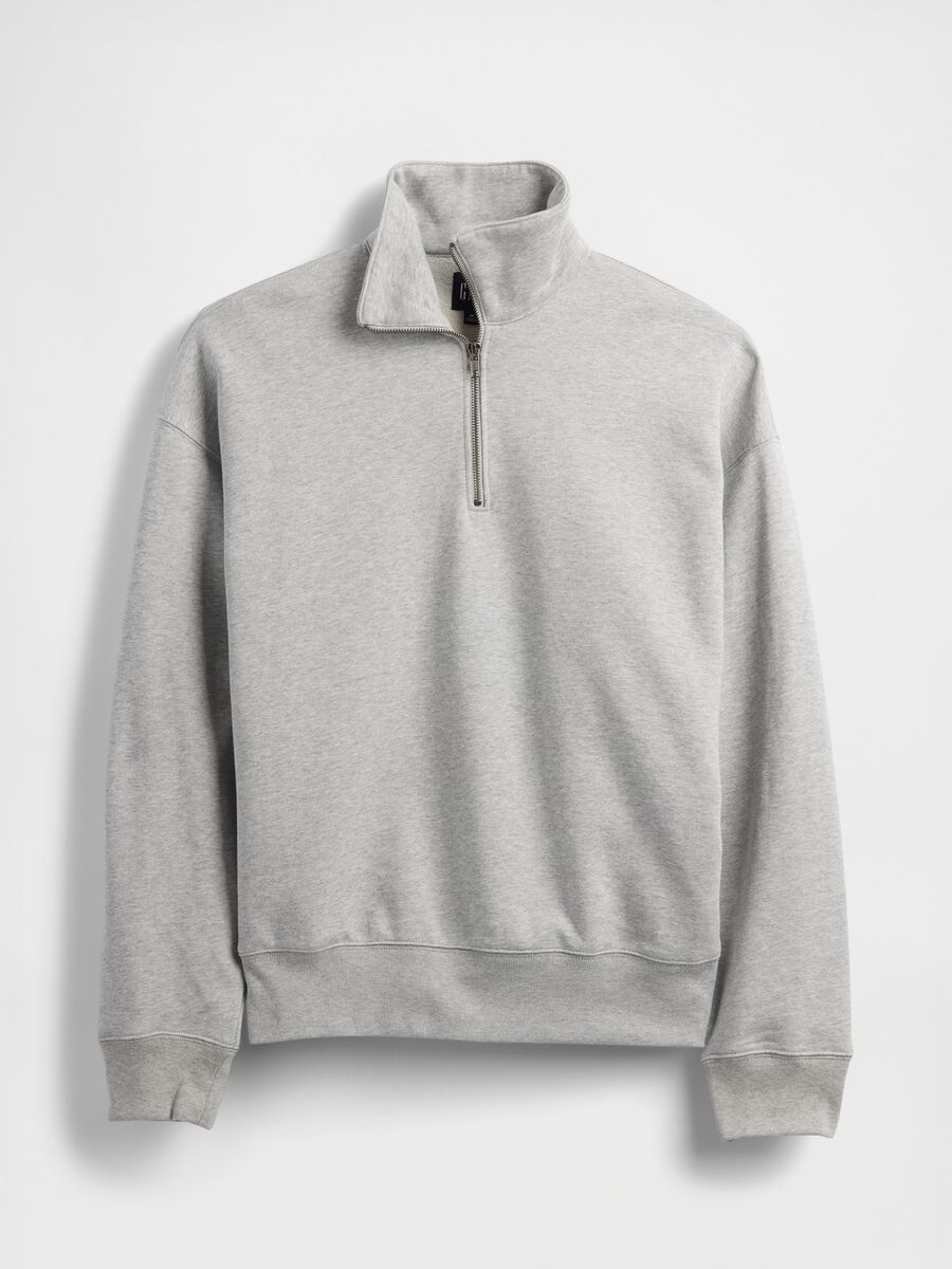 Grey half-zip high-neck sweatshirt Man_0