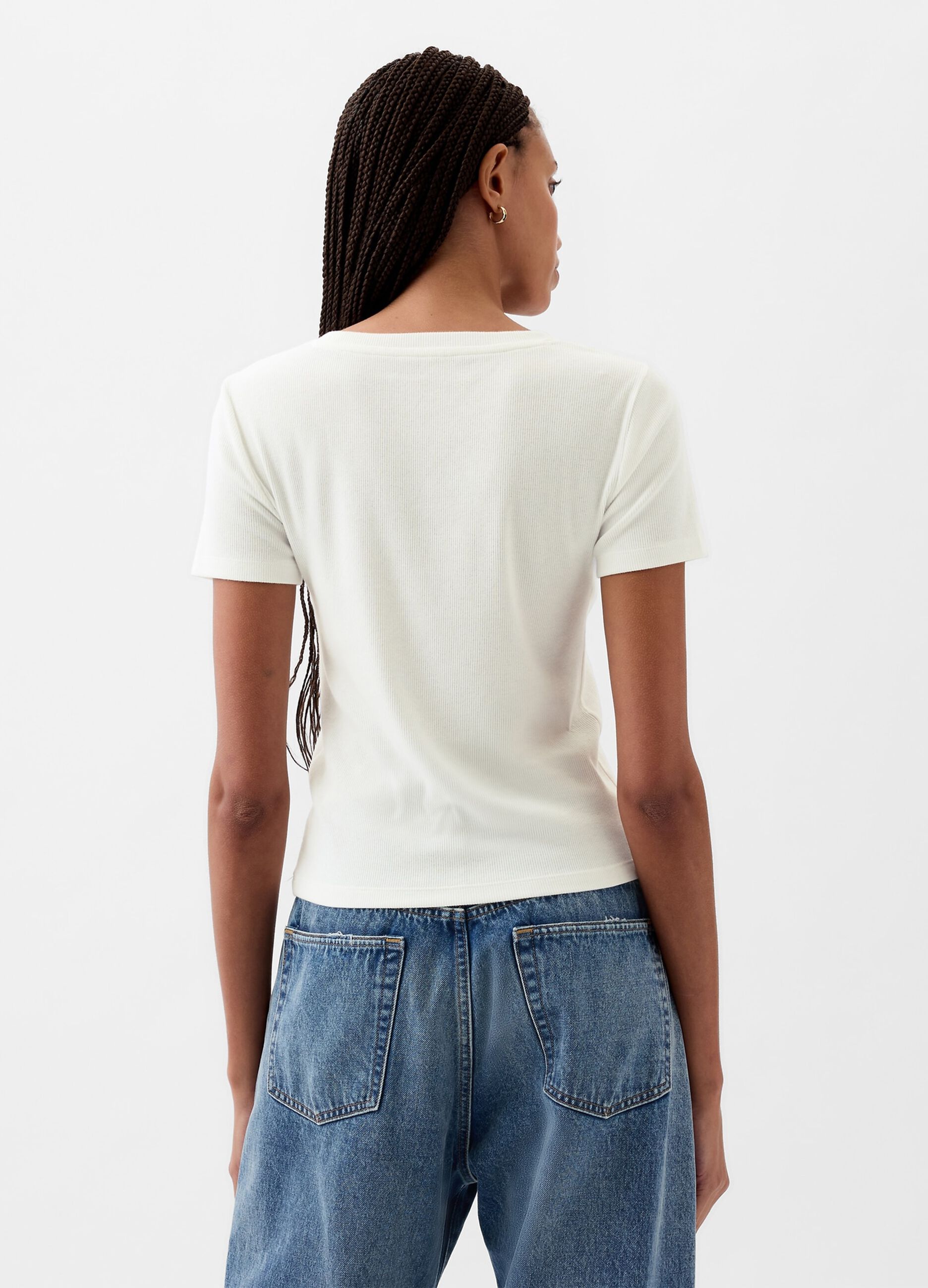 Ribbed T-shirt in stretch modal and cotton_2