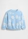 Light blue cotton-blend baby sweatshirt, regular fit, with daisies_0