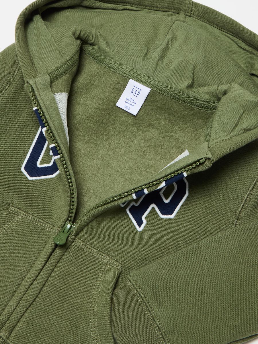 Full-zip sweatshirt with hood and logo embroidery Boy_2