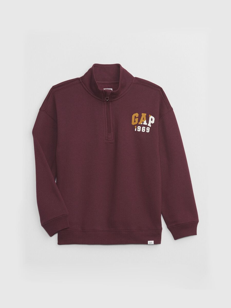 Felpa a mezza zip con stampa logo Bambino_0