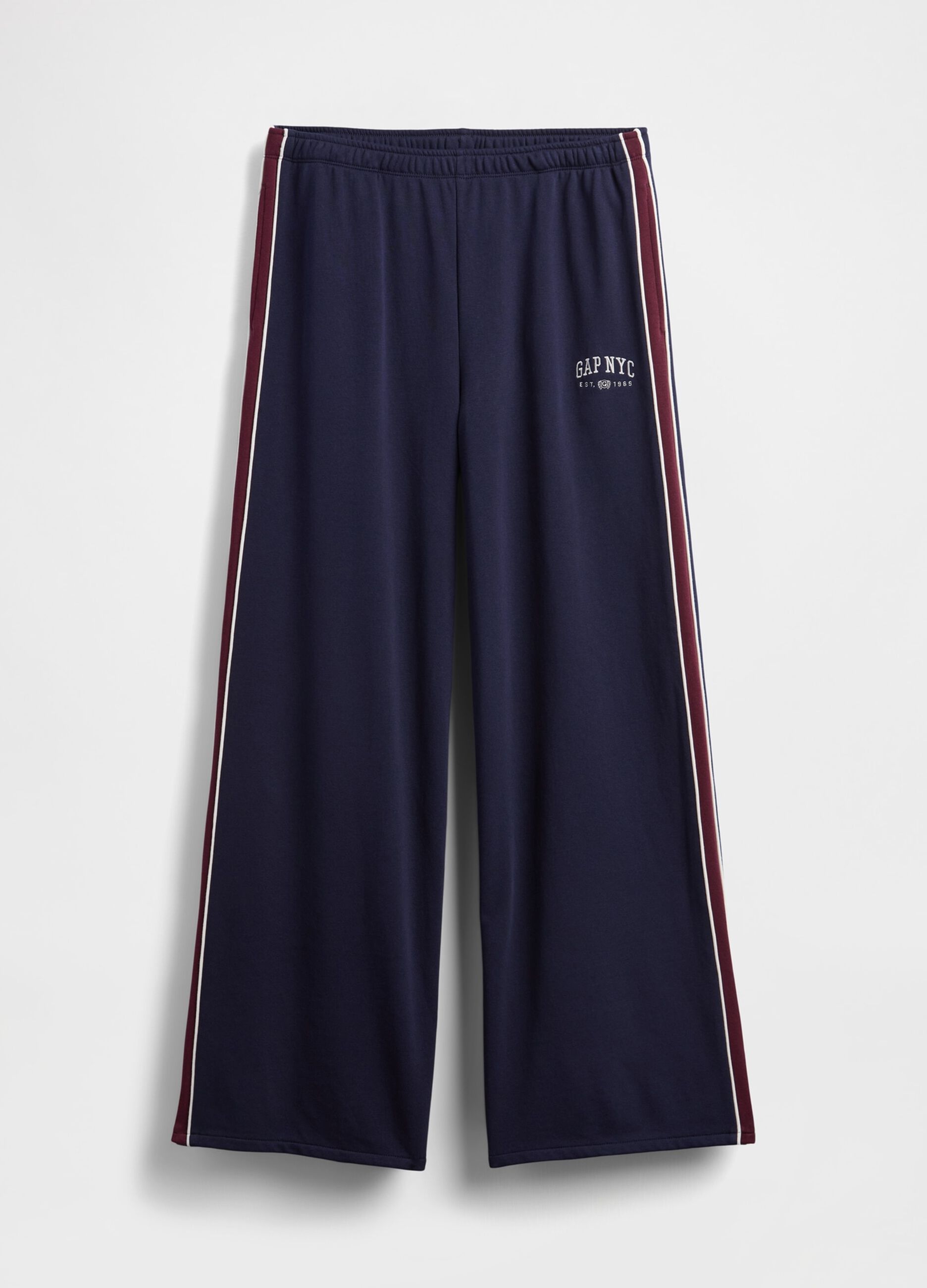 Pantaloni blu palazzo in misto cotone_4