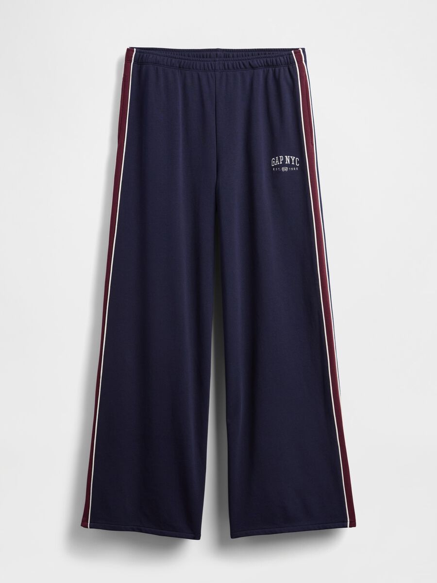 Pantaloni blu palazzo in misto cotone Donna_4