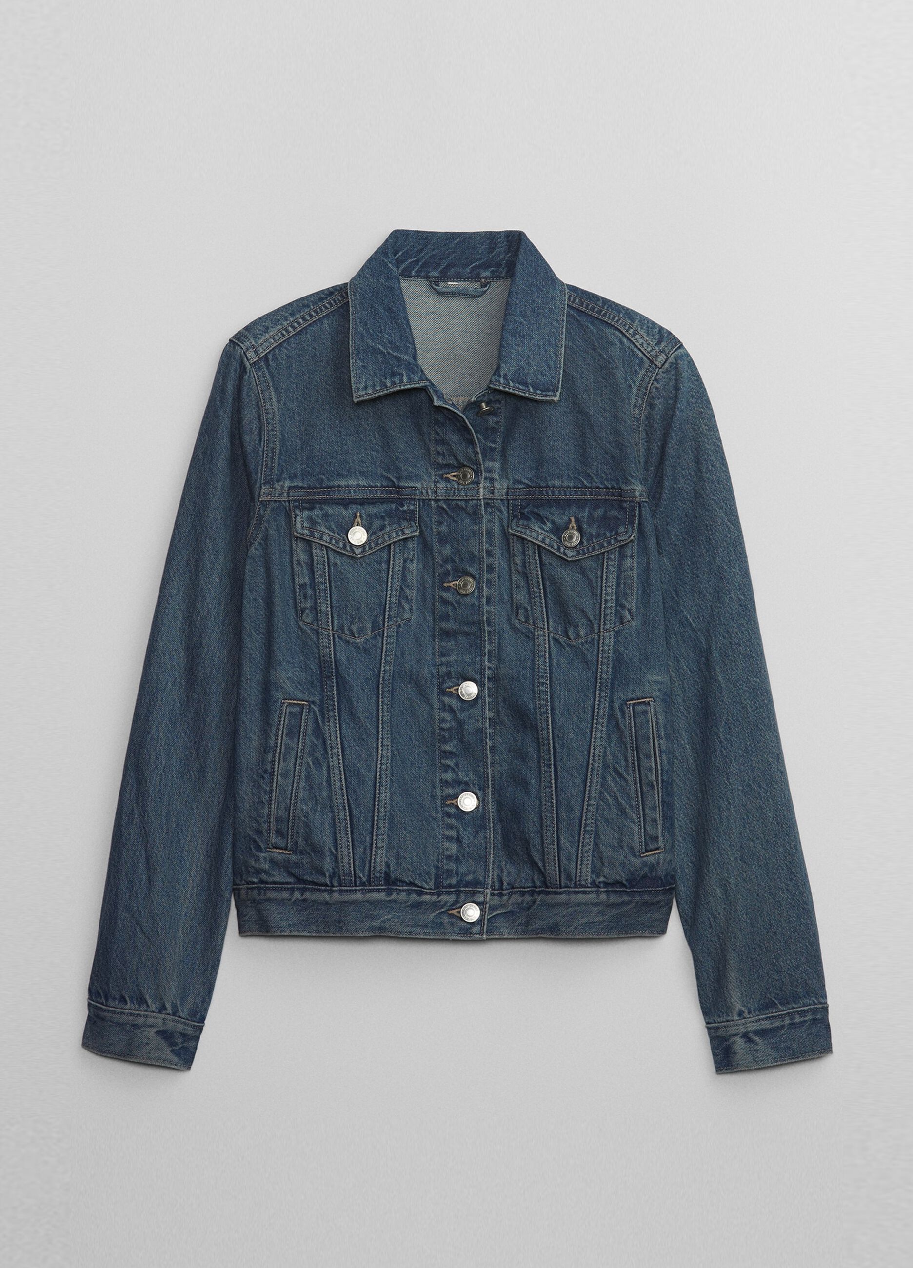 Giacca corta in denim acid wash