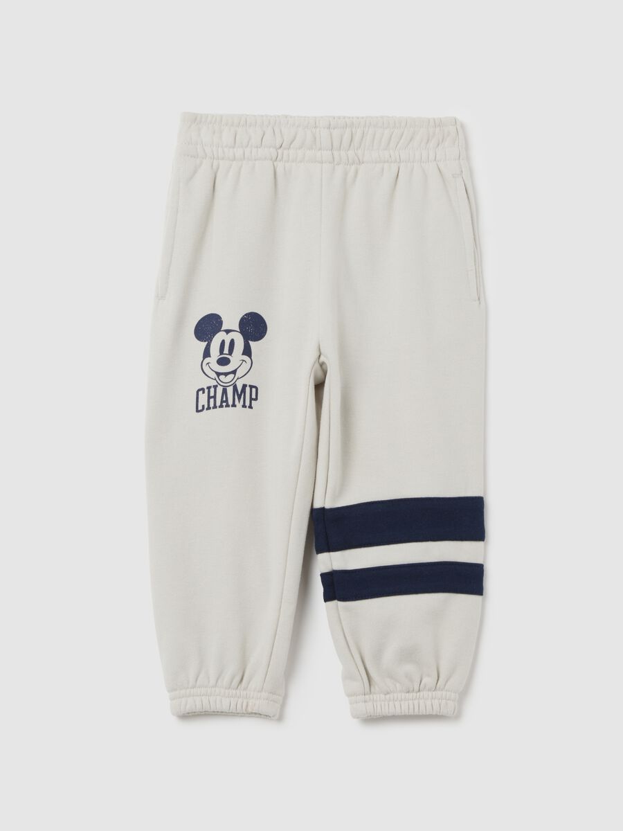 Beige Mickey Print Jogger Trousers Gap Kids Baby Boy_0
