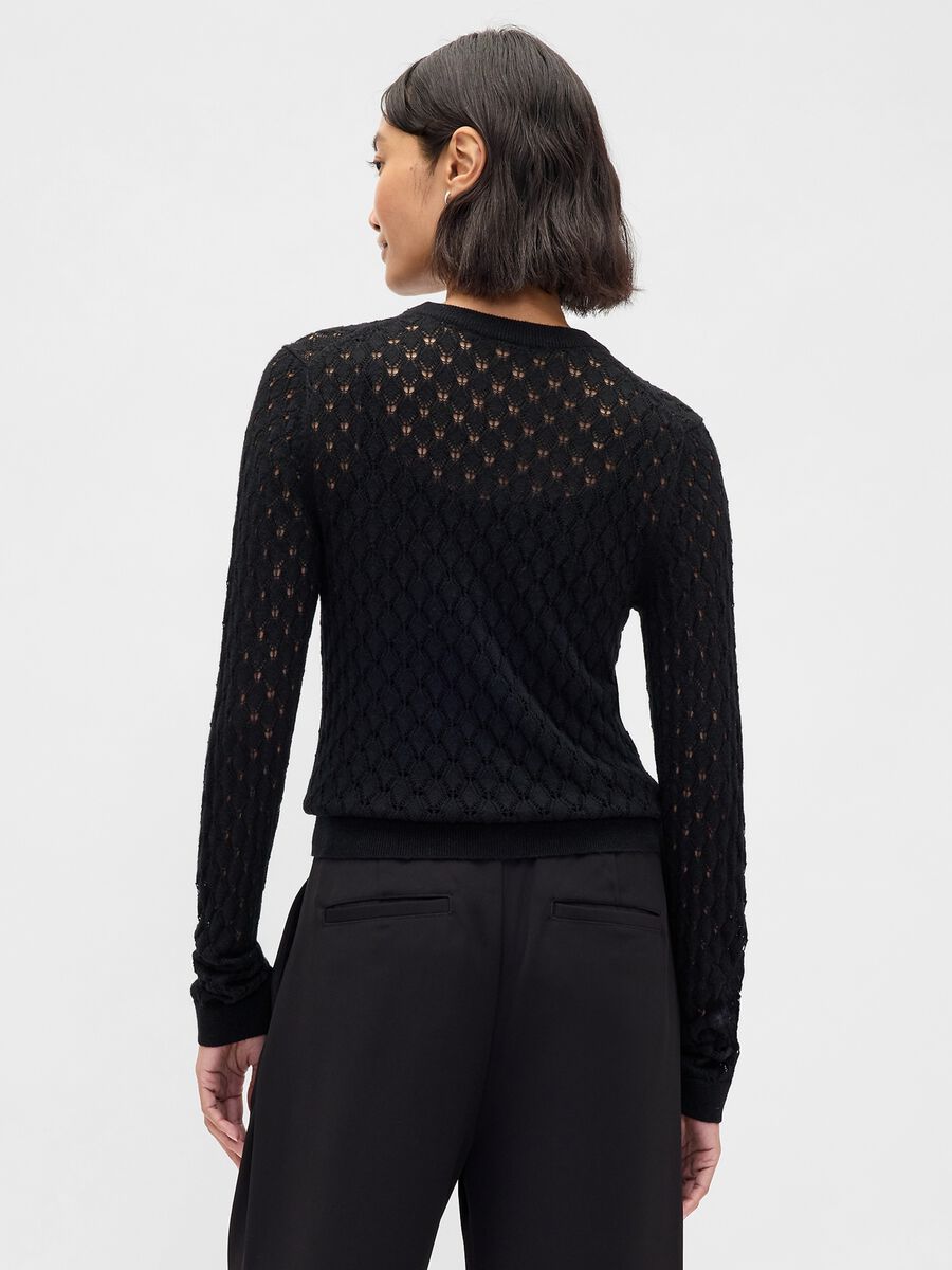 Black perforated sweater Woman_1