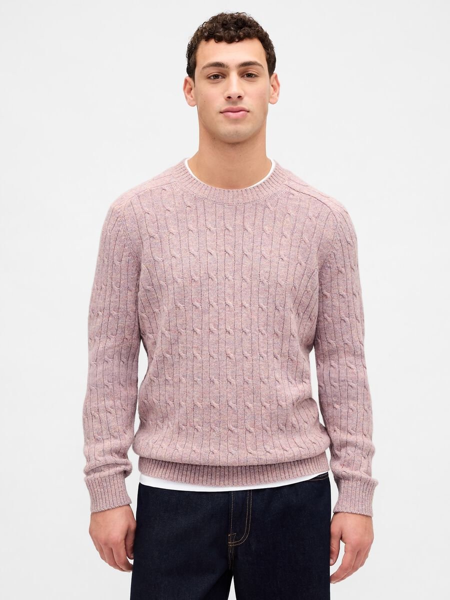 Pink wool blend jumper Man_0