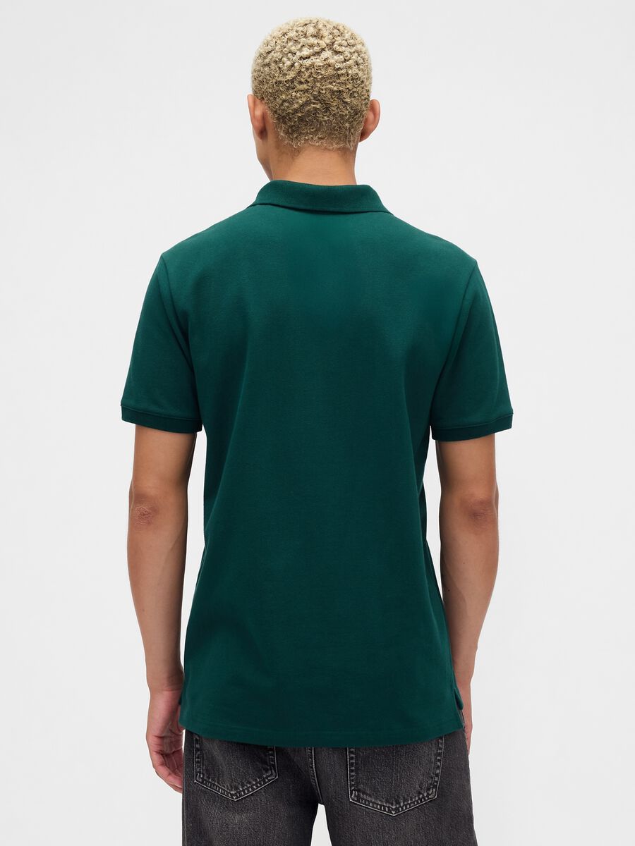 Polo verde a maniche corte elasticizzata Uomo_1
